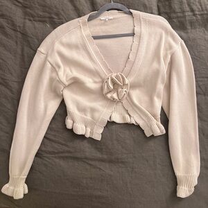 Tularosa Cream Ruffle Cardigan